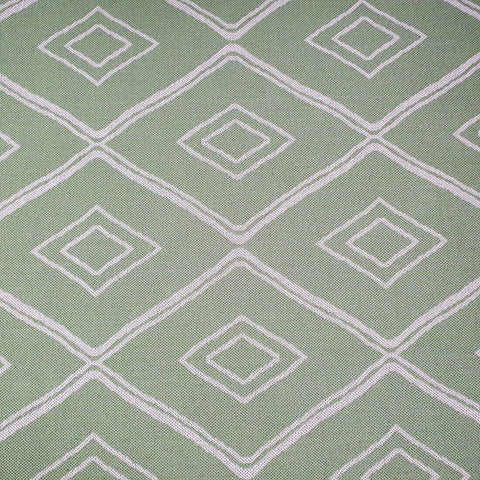 Modern Green Cream Runner Rug Geometric 100% Cotton Washable Woven Hallway Hall Flat Weave Carpet Natural Diamond Patterned Mat - 75x300cm Living Room Bedroom Floor Area Mat Contemporary