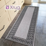 Grey Rug Versace Style Pattern Jute Look Flat Weave Kitchen Small Large Runner